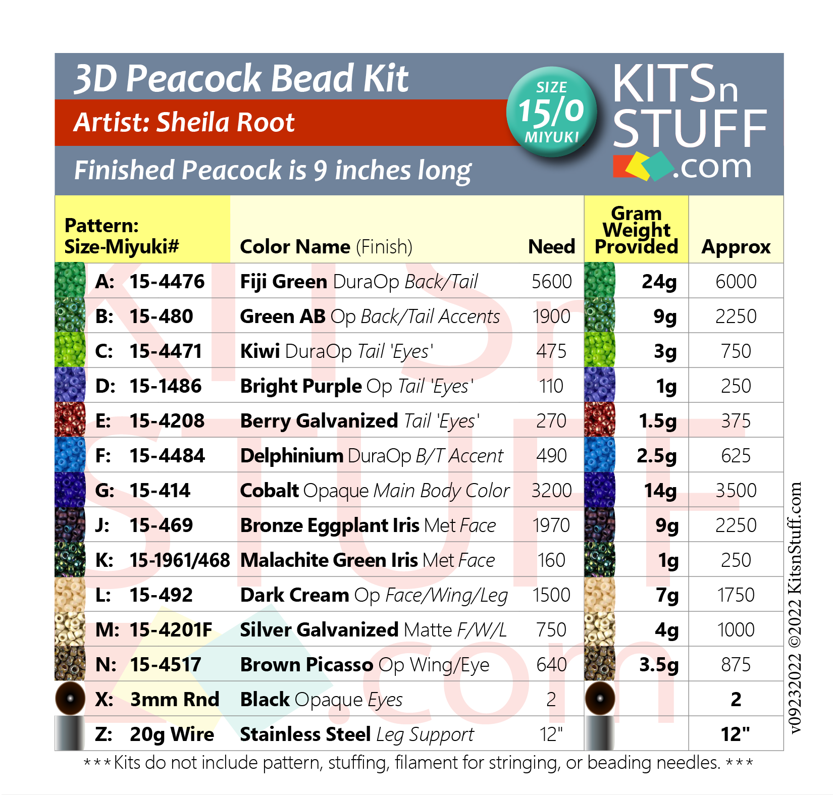 Peacock <BR>15/0 Bead Kit - Image 4