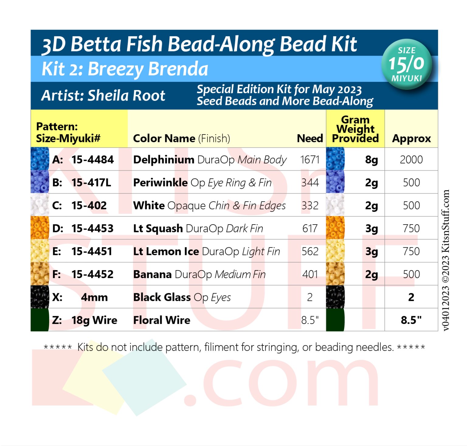 Betta FishBreezy Brenda15/0 Bead Kit
