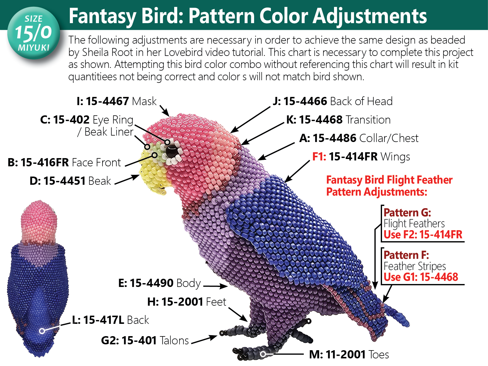 Lovebirds<BR><B>Size 15/0 x8 Colors<BR>Bead Kits</B> - Image 18