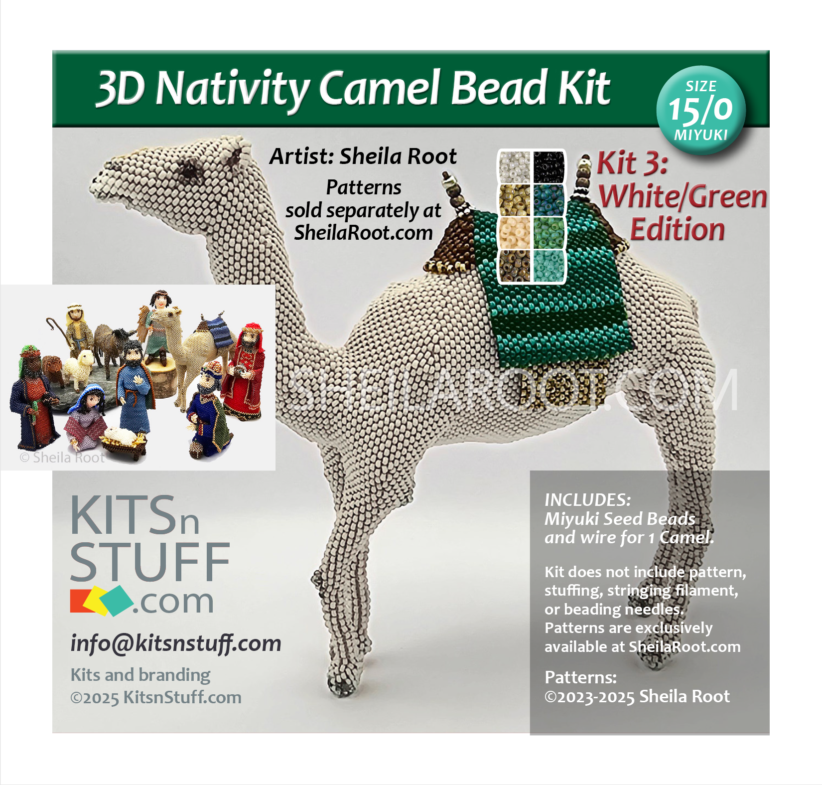 Nativity Camel <br>15/0 Bead Kit 1: <br>Sand/Blue - Image 3