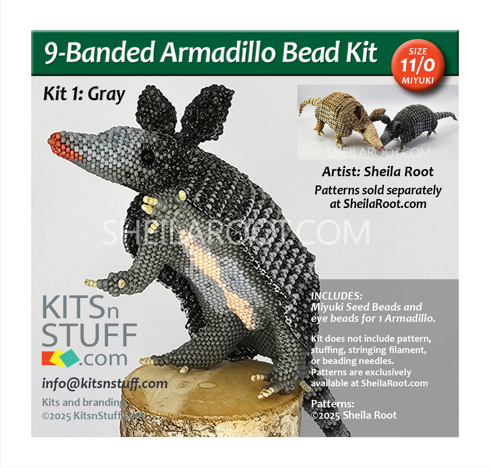 9-Banded Armadillo <br>15/0 & 11/0 Bead Kits - Image 2