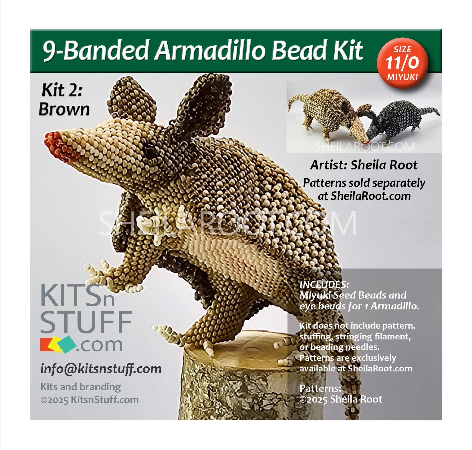 9-Banded Armadillo <br>15/0 & 11/0 Bead Kits - Image 4