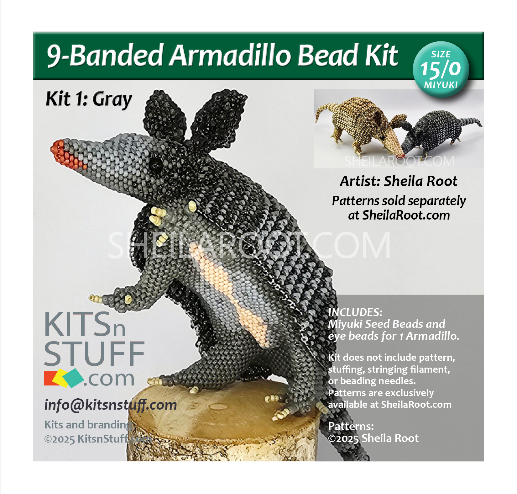 9-Banded Armadillo <br>15/0 & 11/0 Bead Kits - Image 6