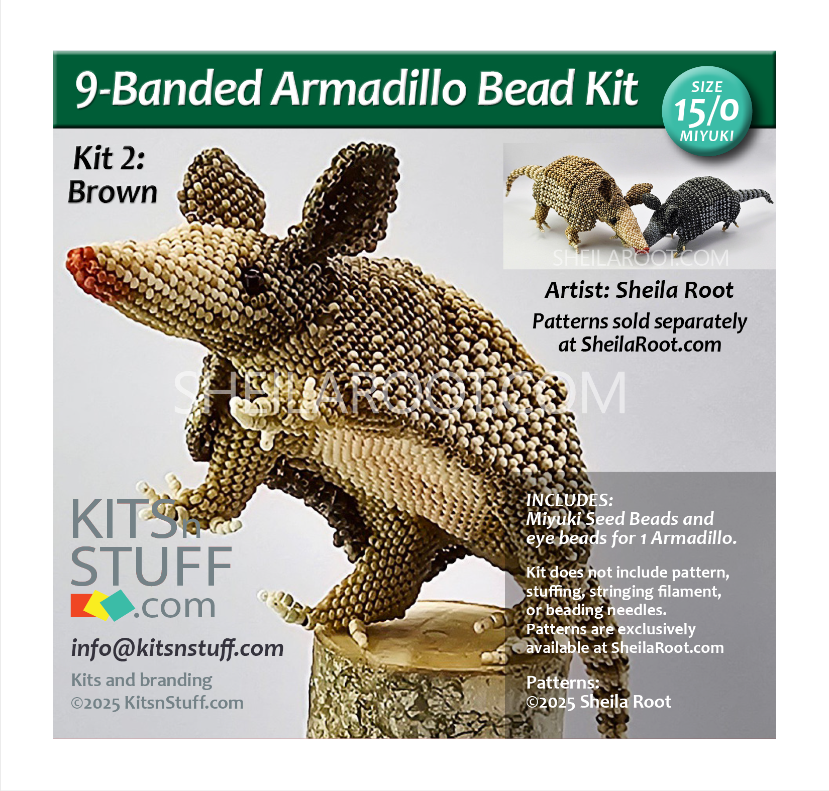 9-Banded Armadillo <br>15/0 & 11/0 Bead Kits - Image 4