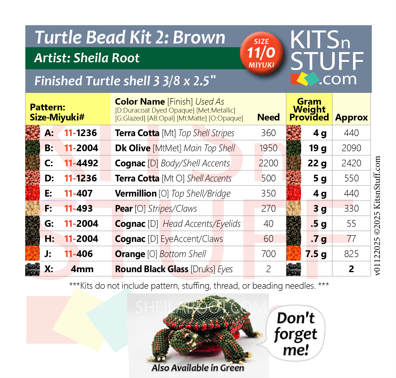 Turtles! <br>15/0 & 11/0 Bead Kits - Image 7