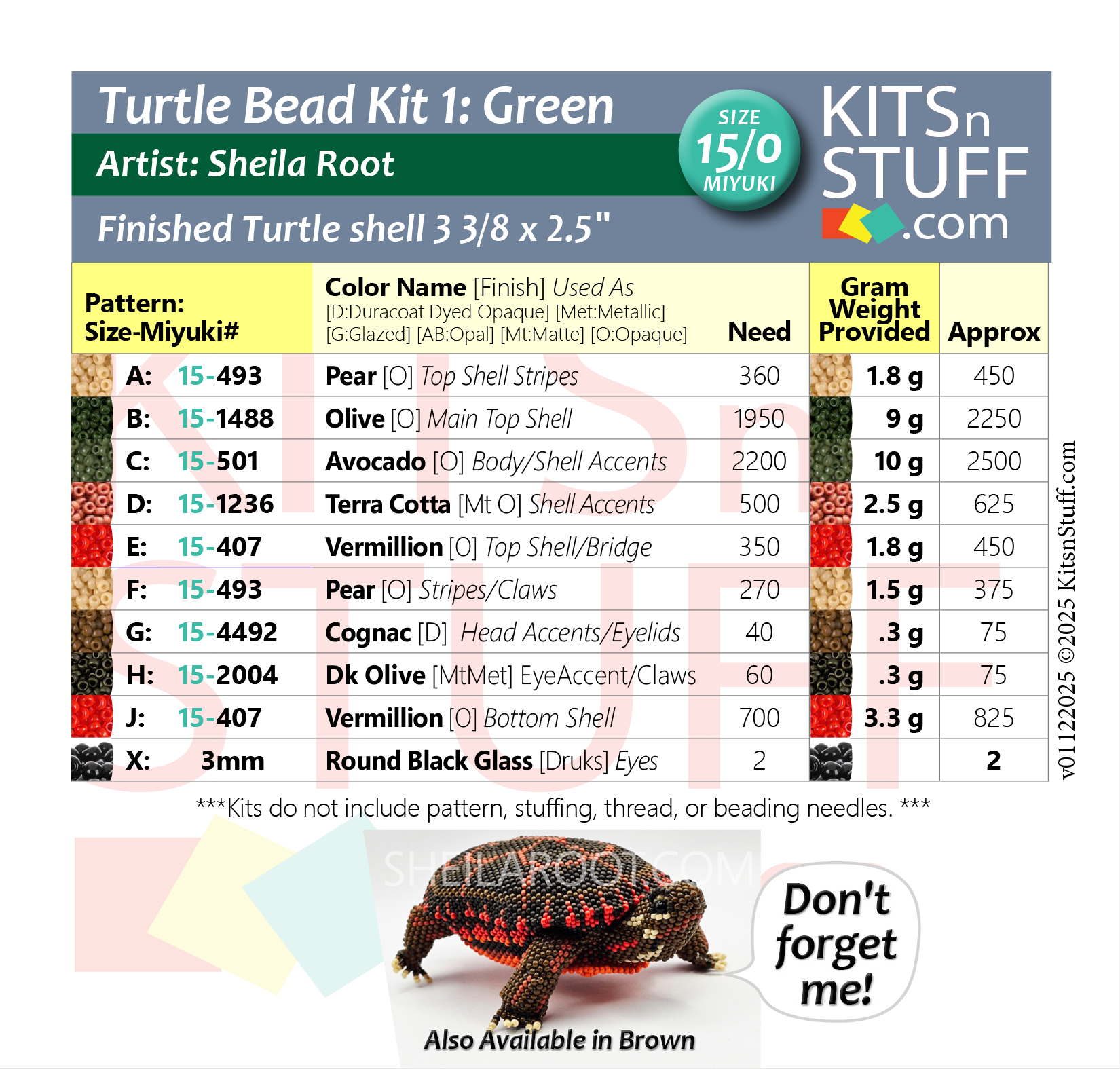 Turtles! <br>15/0 & 11/0 Bead Kits - Image 3