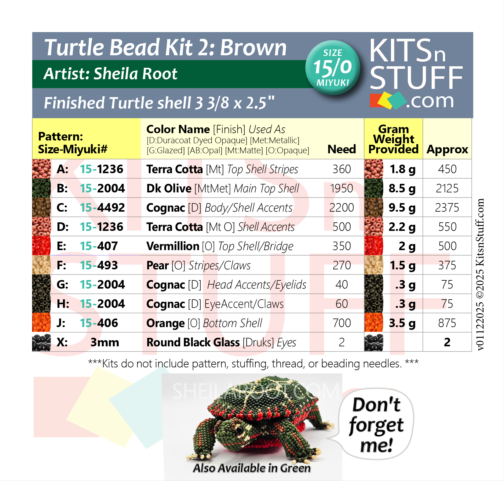 Turtles! <br>15/0 & 11/0 Bead Kits - Image 5