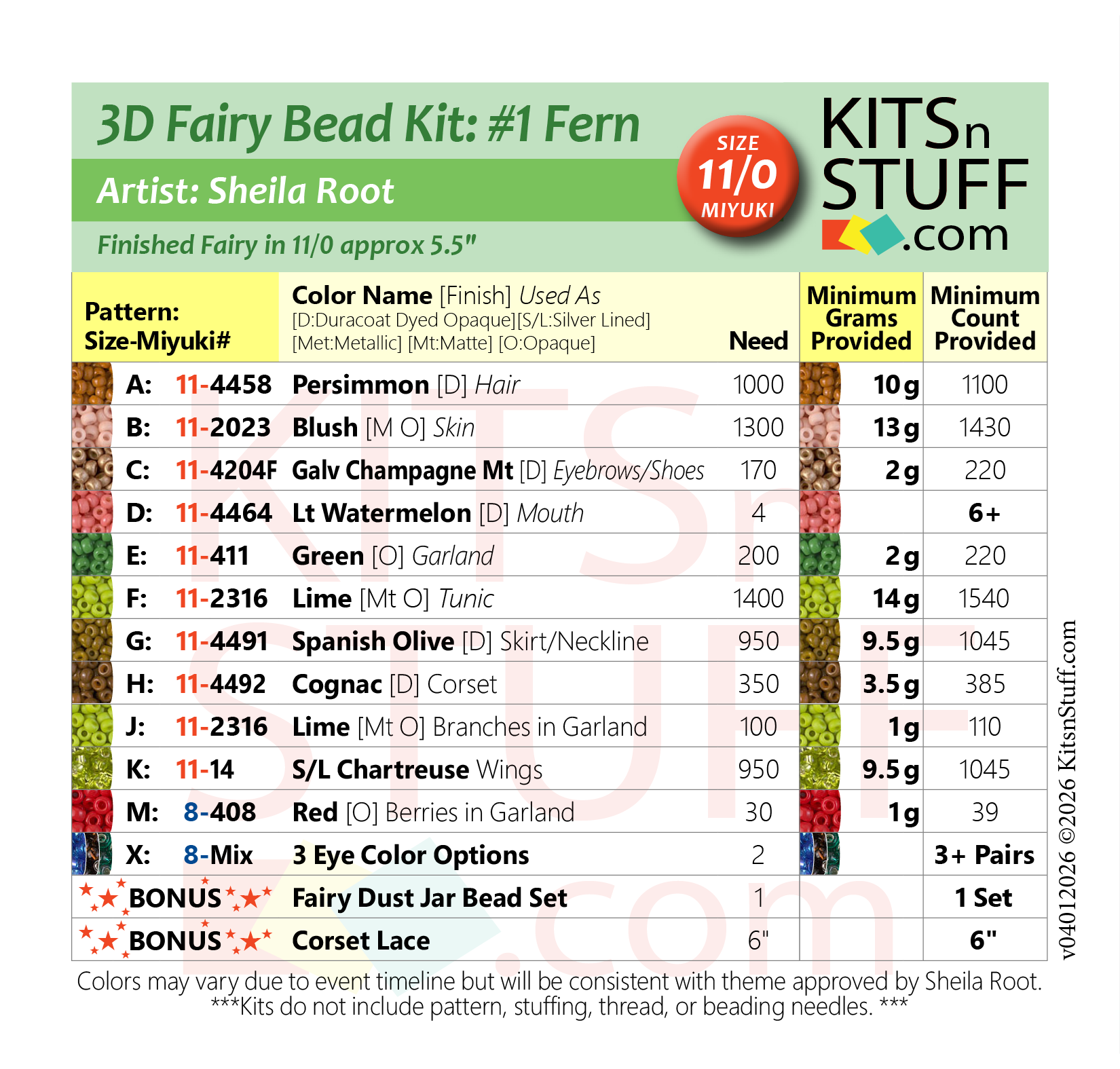 Fairy<BR><B>Size 11/0 x4 Colors<BR>Bead Kits</B> - Image 3