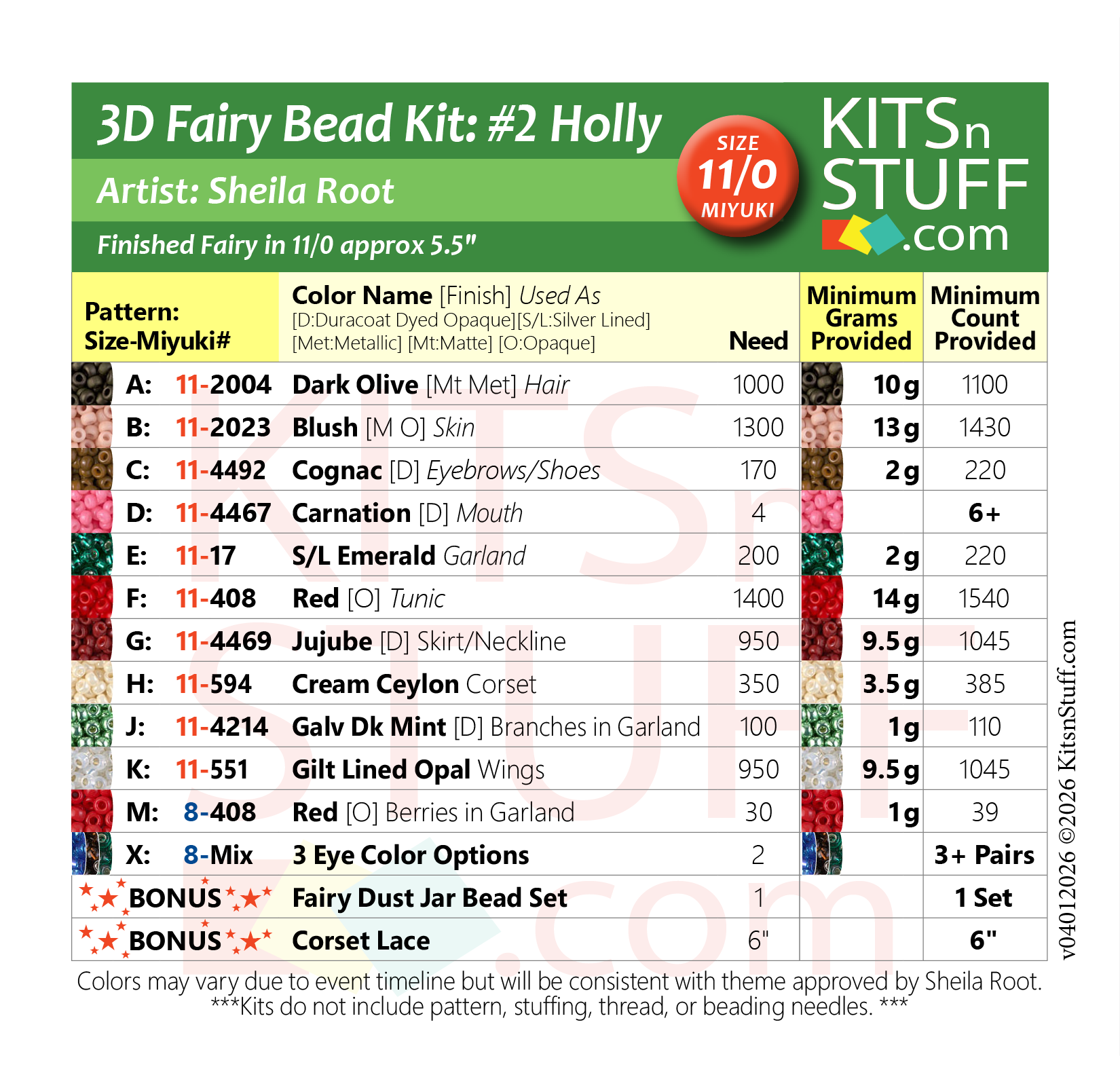 Fairy<BR><B>Size 11/0 x4 Colors<BR>Bead Kits</B> - Image 5