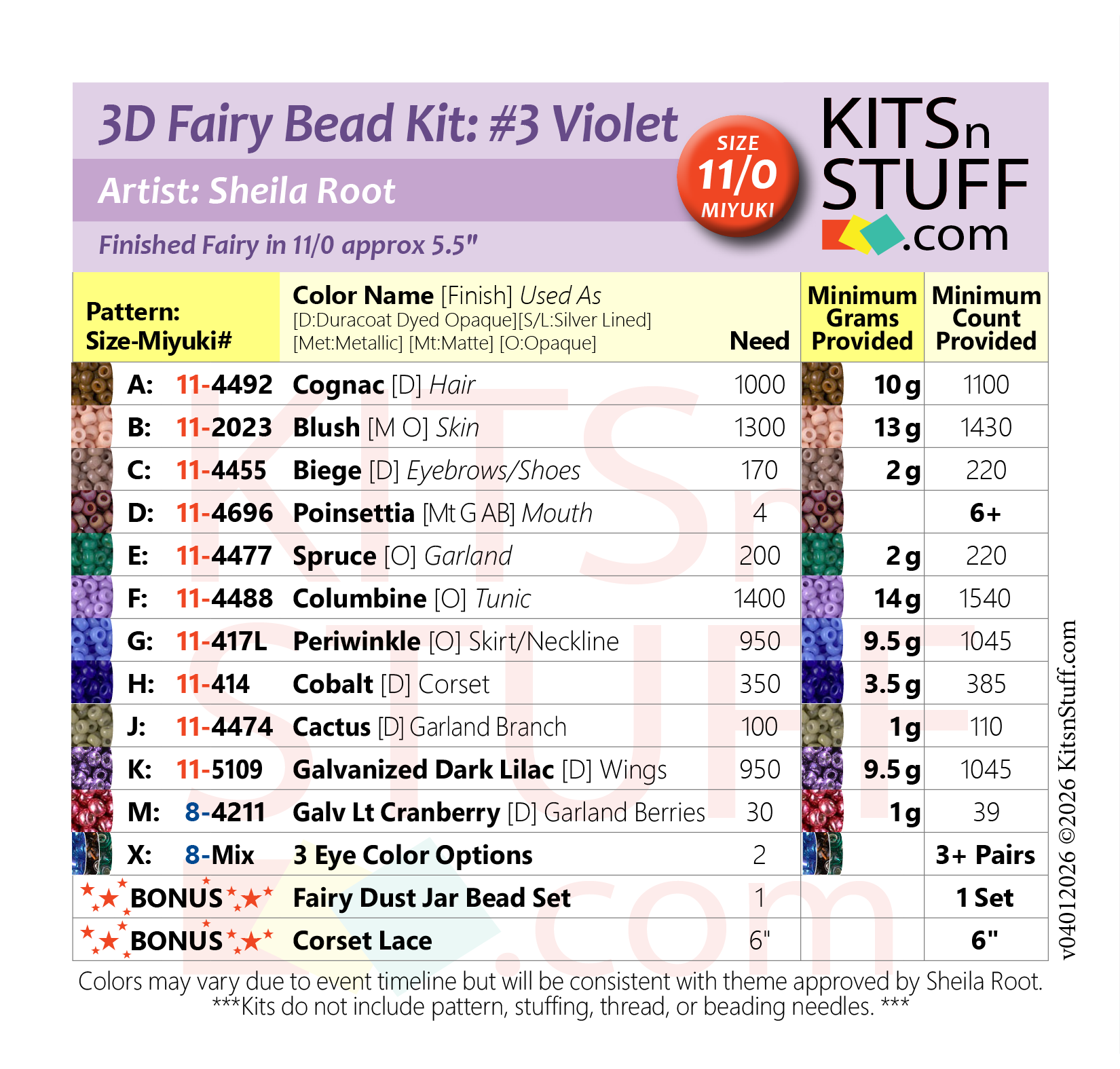 Fairy<BR><B>Size 11/0 x4 Colors<BR>Bead Kits</B> - Image 7