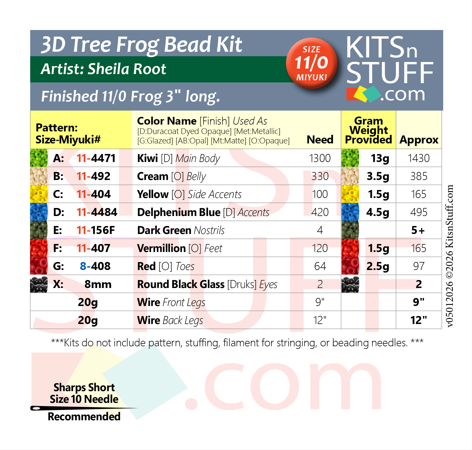 Tree Frog<br>11/0 Bead Kit - Image 2