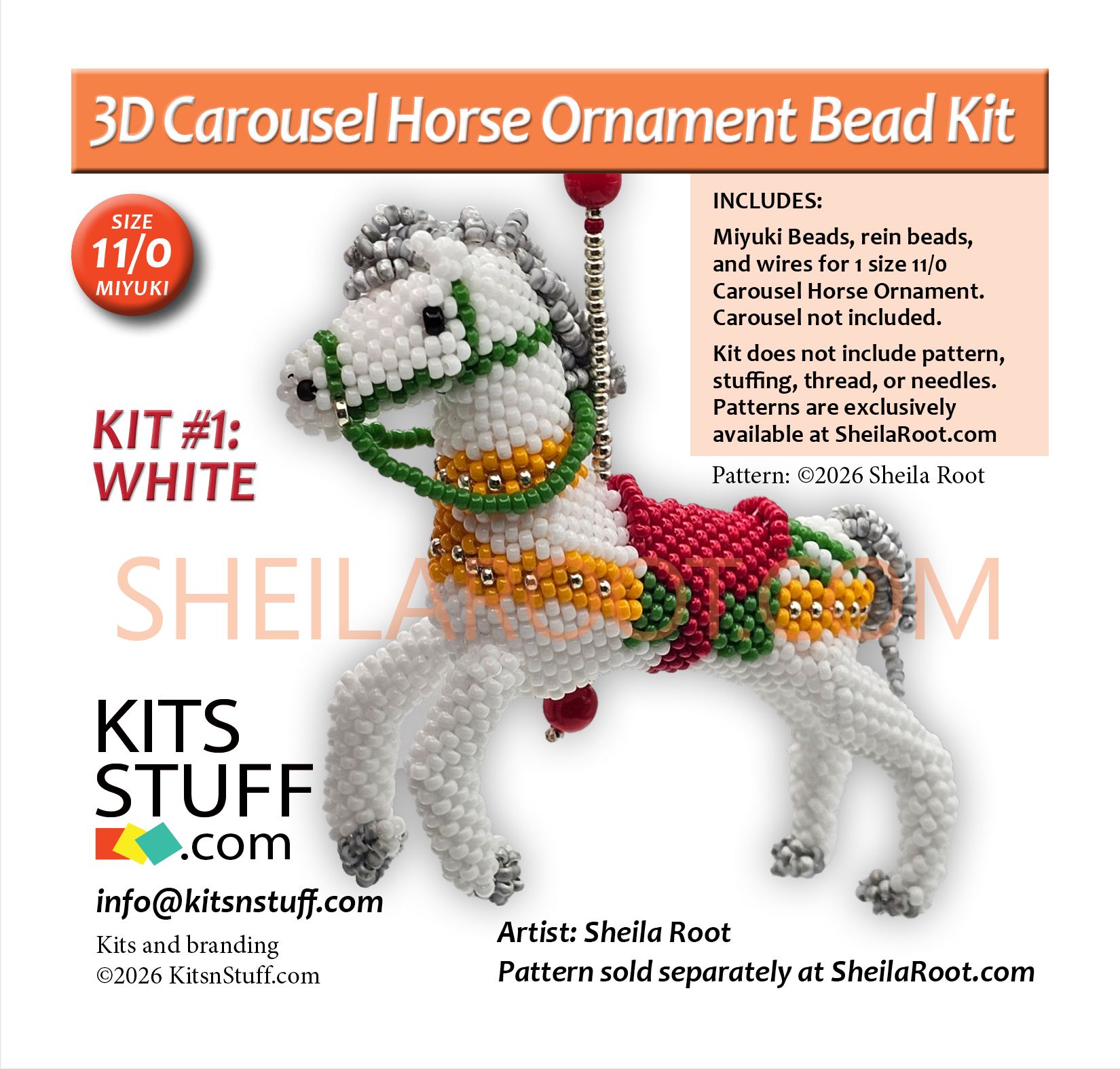 Carousel Horse Ornaments<BR>2 Colors Options<BR><B>Size 15/0 & 11/0<BR>Bead Kits</B>