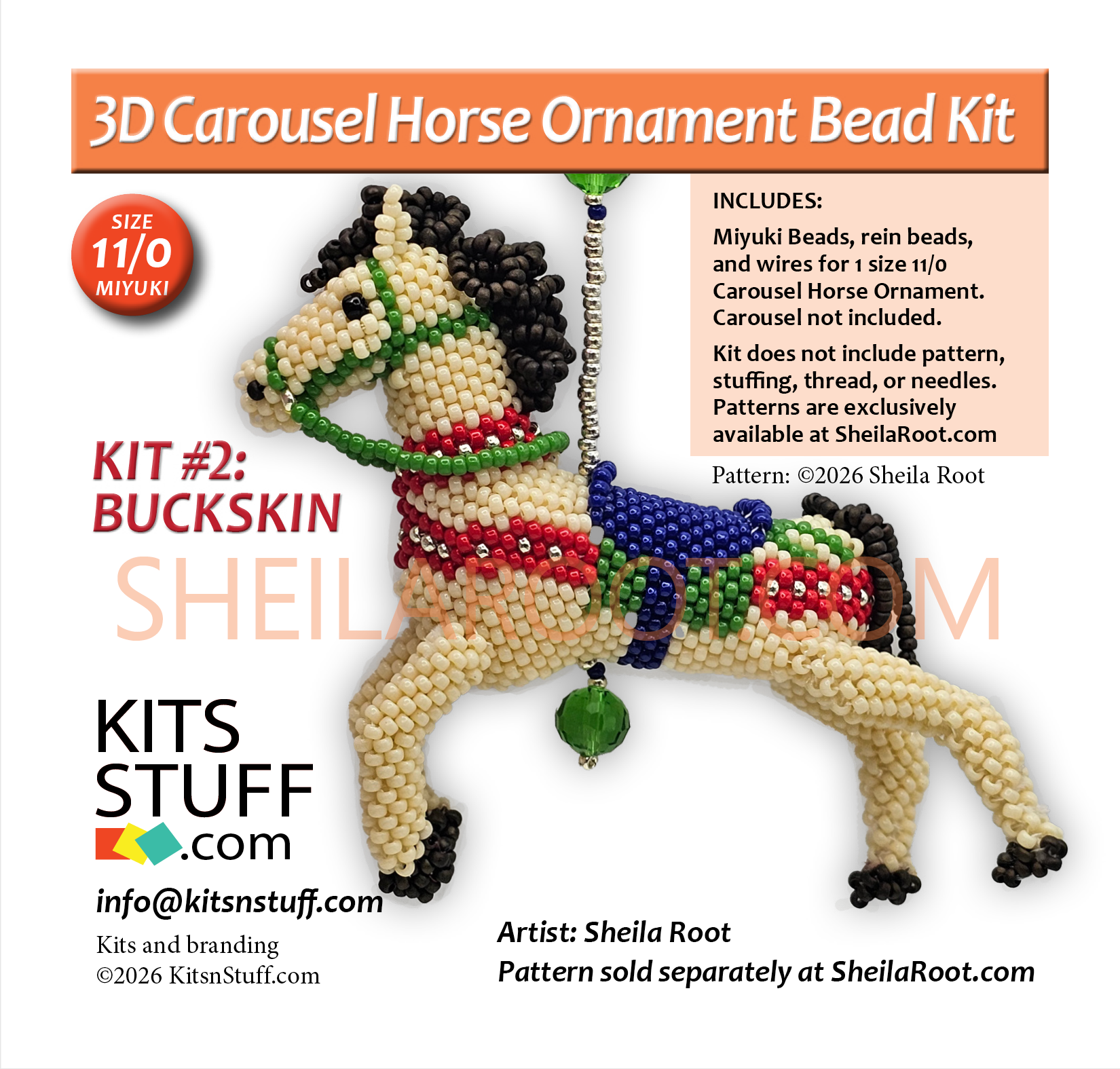 Carousel Horse Ornaments<BR>2 Colors Options<BR><B>Size 15/0 & 11/0<BR>Bead Kits</B> - Image 3