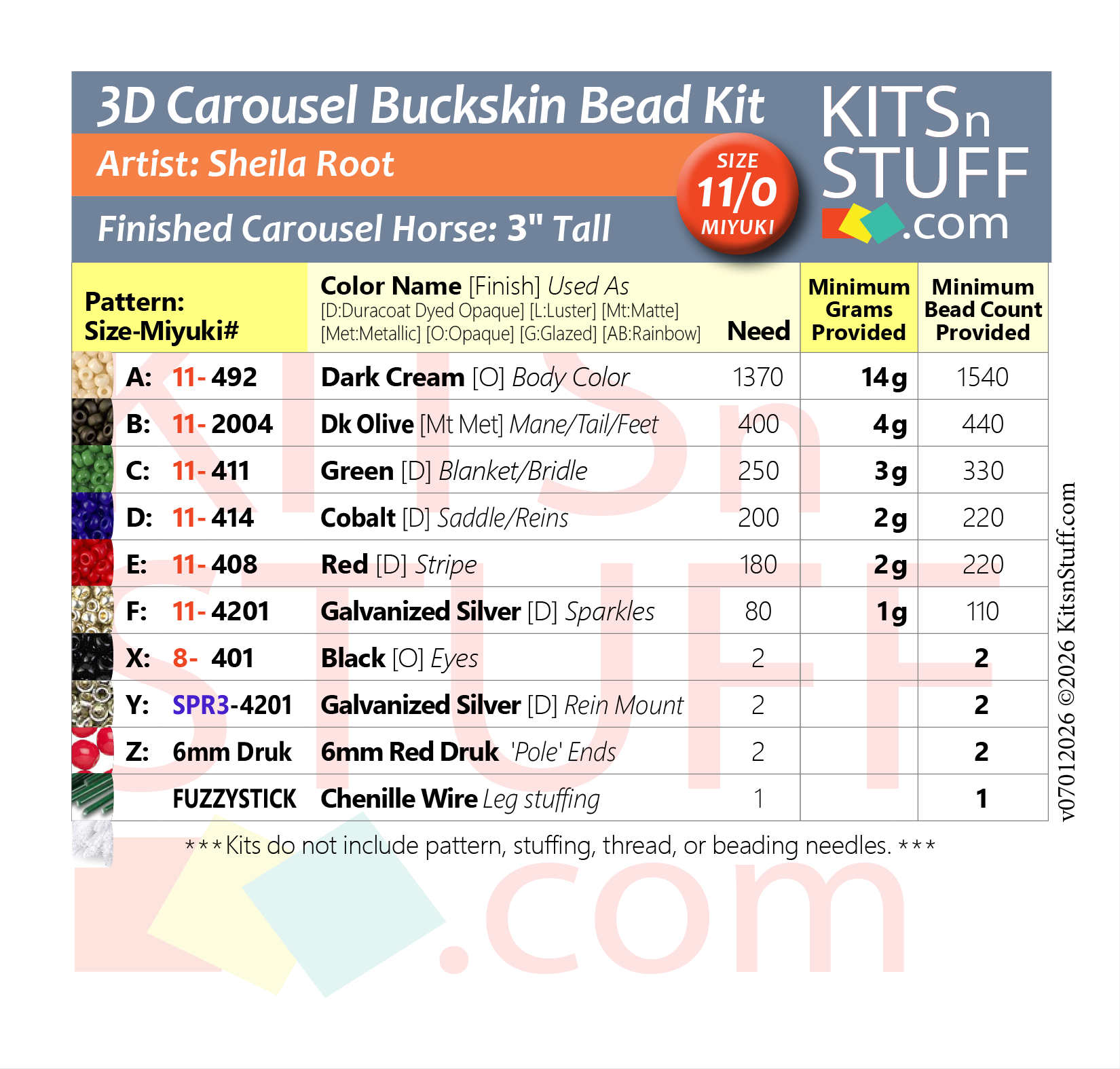 Carousel Horse Ornaments<BR>2 Colors Options<BR><B>Size 15/0 & 11/0<BR>Bead Kits</B> - Image 2