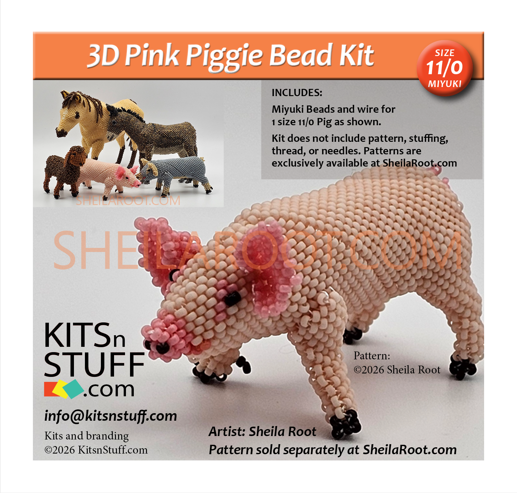 Pigs!<BR><B>Size 15/0 & 11/0<BR>Bead Kits</B> - Image 2