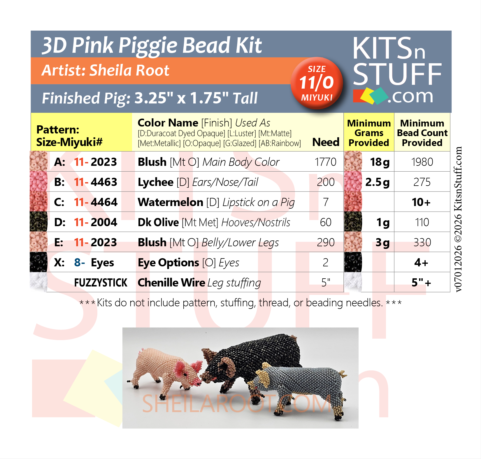 Pigs!<BR><B>Size 15/0 & 11/0<BR>Bead Kits</B> - Image 3
