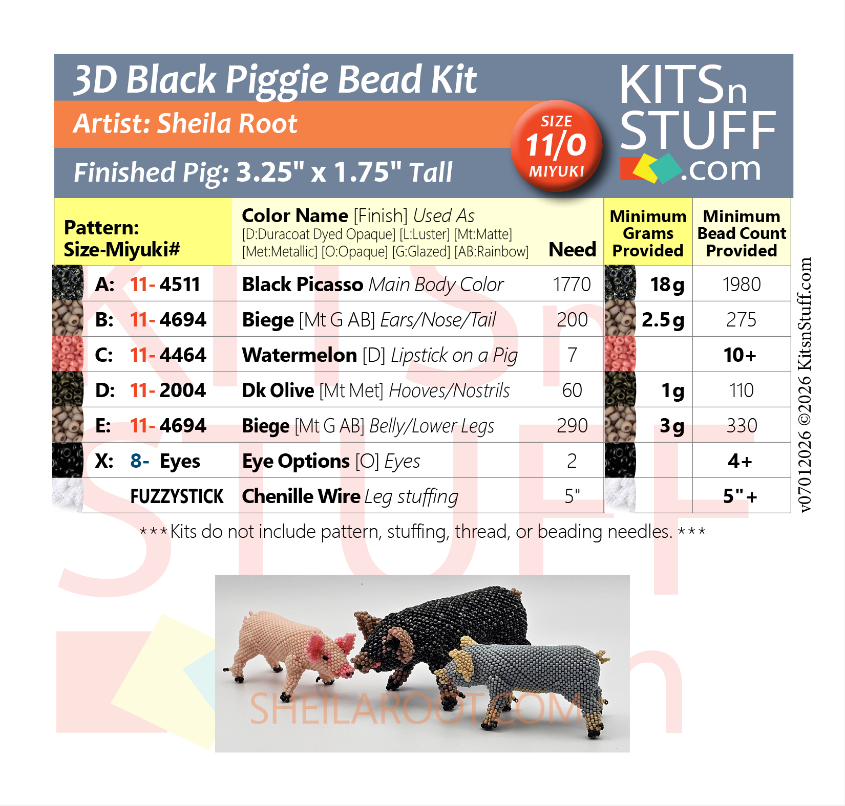 Pigs!<BR><B>Size 15/0 & 11/0<BR>Bead Kits</B> - Image 5