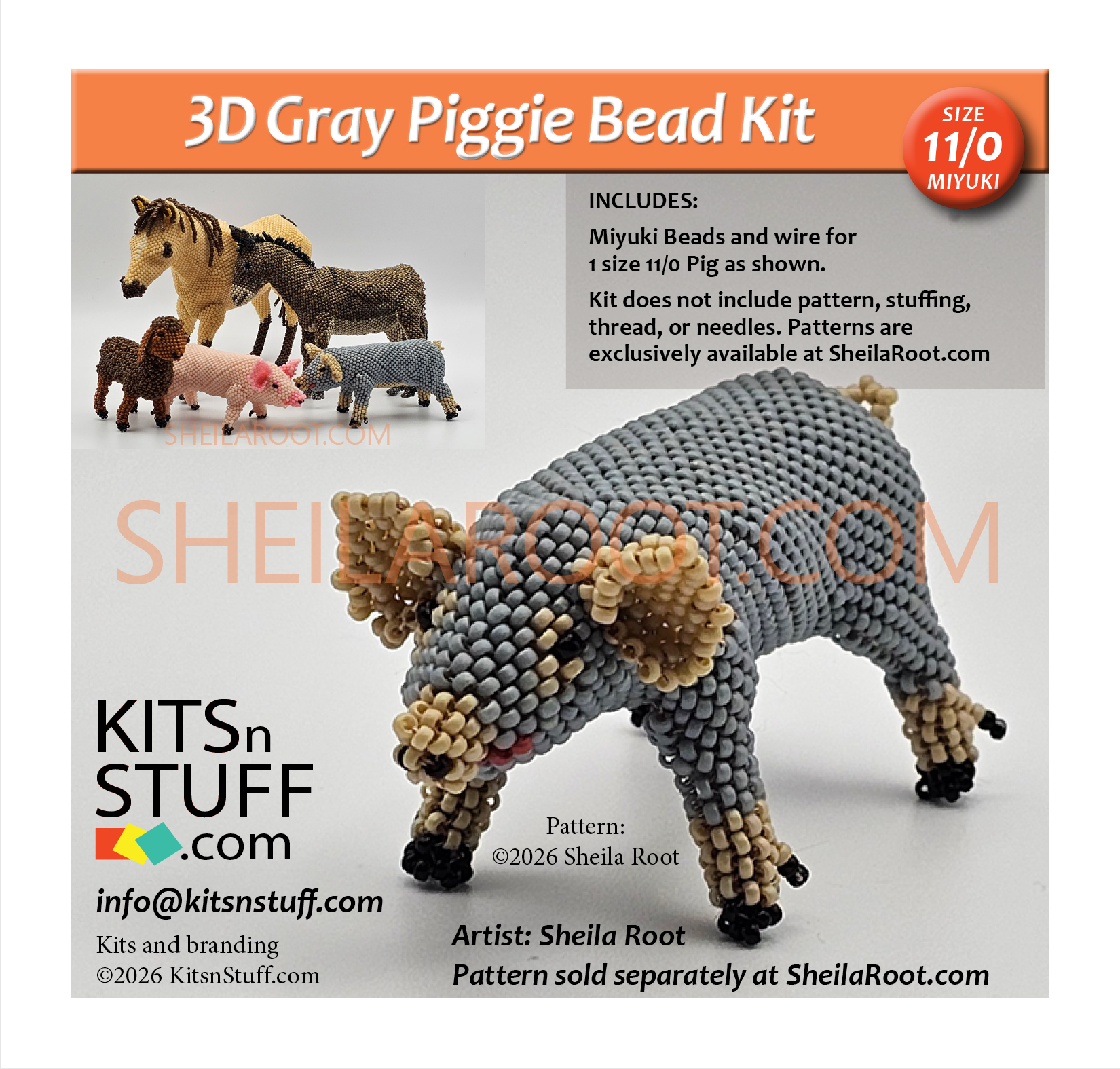 Pigs!<BR><B>Size 15/0 & 11/0<BR>Bead Kits</B> - Image 6