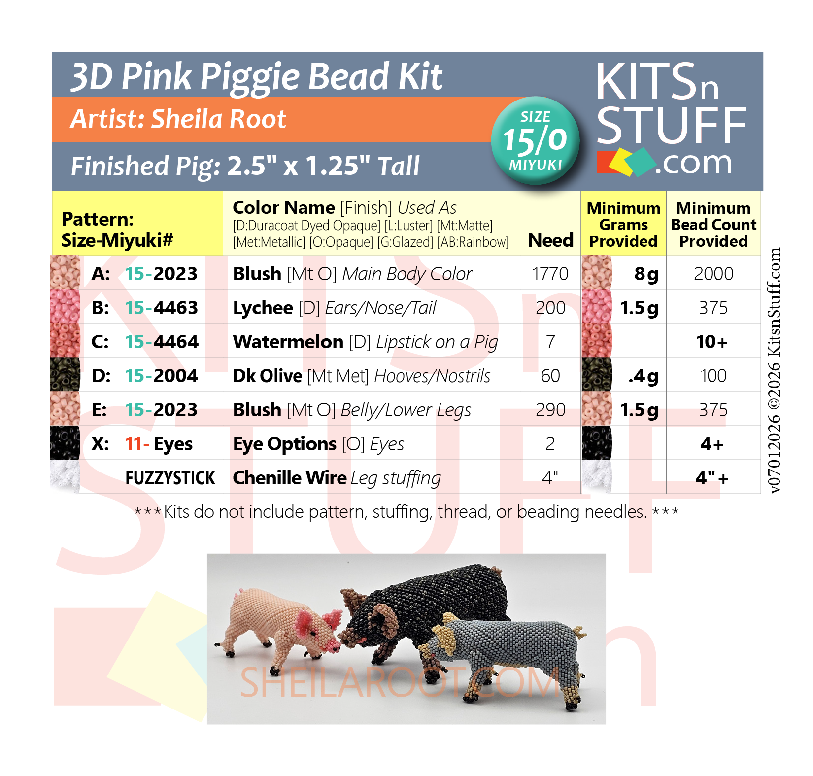 Pigs!<BR><B>Size 15/0 & 11/0<BR>Bead Kits</B> - Image 9