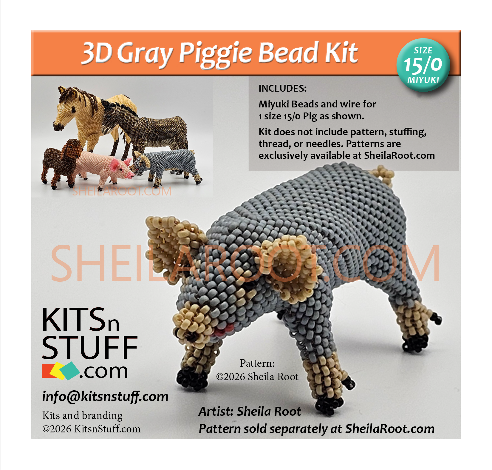 Pigs!<BR><B>Size 15/0 & 11/0<BR>Bead Kits</B> - Image 12